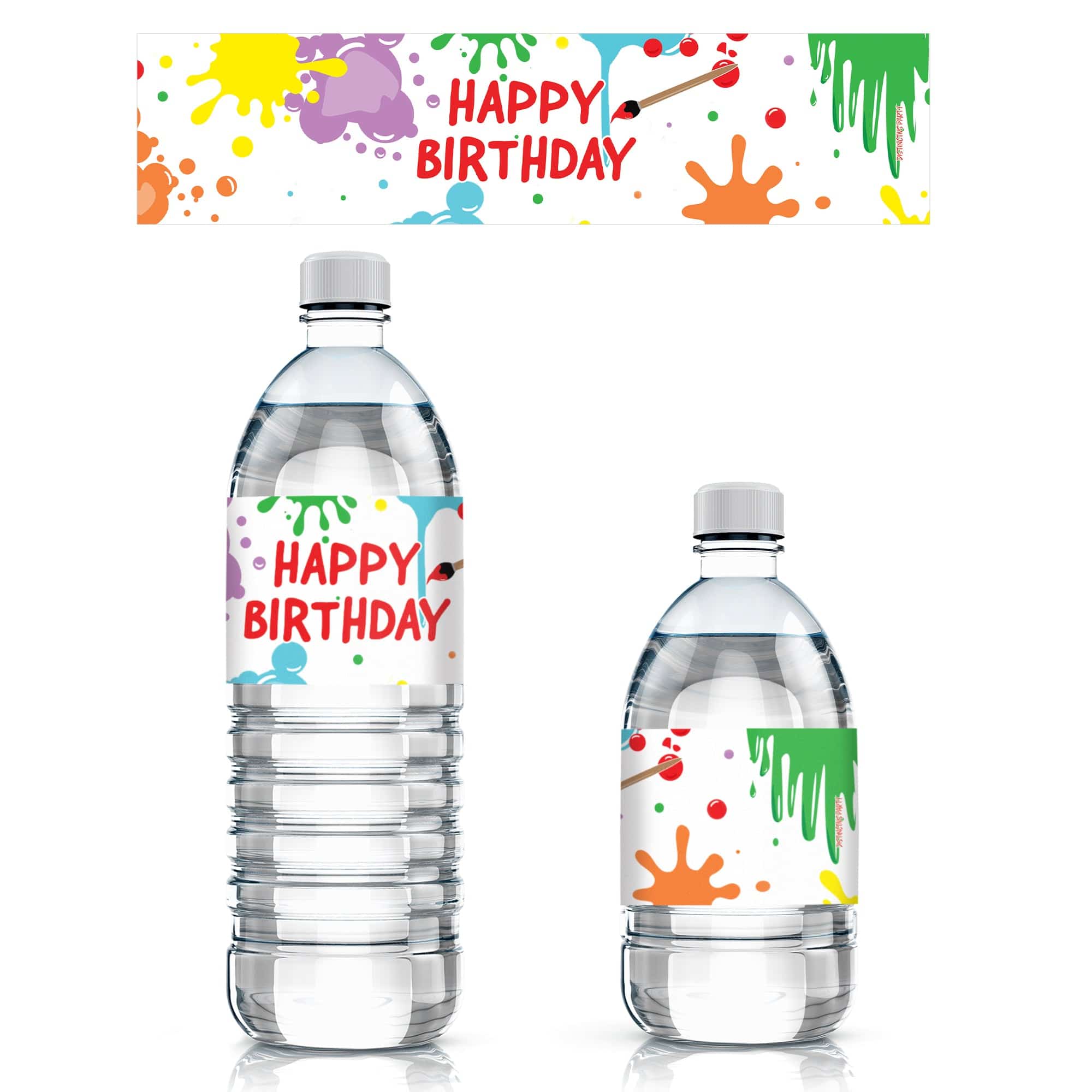 Art Birthday Party Water Bottle Labels - Paint and Party - 24 Stickers
